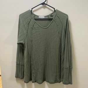 Benny + Olive Sage Green Ribbed Long Sleeve Top